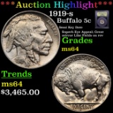 ***Auction Highlight*** 1919-s Buffalo Nickel 5c Graded Choice Unc By USCG (fc)