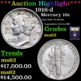 ***Auction Highlight*** 1916-d Mercury Dime 10c Graded Select Unc By USCG (fc)