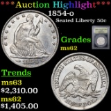 ***Auction Highlight*** 1854-o Seated Half Dollar 50c Graded Select Unc By USCG (fc)