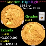 ***Auction Highlight*** 1928-p Gold Indian Quarter Eagle $2 1/2 Graded ms64 By NGC (fc)
