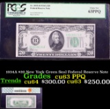 PCGS 1934A $20 New York Green Seal Federal Reserve Note Graded cu63 PPQ By PCGS