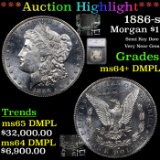 ***Auction Highlight*** 1886-s Morgan Dollar $1 Graded ms64+ DMPL By SEGS (fc)