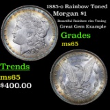 1885-o Rainbow Toned Morgan Dollar 1 Grades GEM Unc