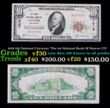 1929 $10 National Currency 'The 1st National Bank Of Denver, CO' Grades vf++