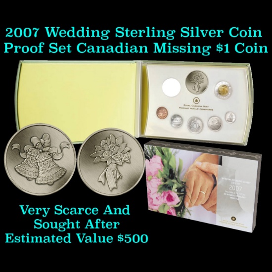 ***Auction Highlight*** 2007 Wedding Sterling Silver Coin Proof Set Canadian Missing $1 Coin (fc)