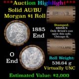 ***Auction Highlight***  AU/BU Slider Brinks Shotgun Morgan $1 Roll 1885 & O Ends Virtually UNC (fc)