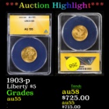 ***Auction Highlight*** ANACS 1903-p Gold Liberty Half Eagle $5 Graded au55 By ANACS (fc)