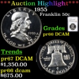 Proof ***Auction Highlight*** NGC 1955 Franklin Half Dollar 50c Graded pr66 DCAM By NGC (fc)