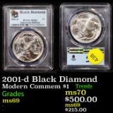 PCGS 2001-d Black Diamond Modern Commem Dollar $1 Graded ms69 By PCGS
