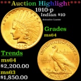 ***Auction Highlight*** 1910-p Gold Indian Eagle $10 Grades Choice Unc (fc)