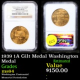 NGC 1939 1A Gilt Medal Washington SC50C Graded ms64 By NGC