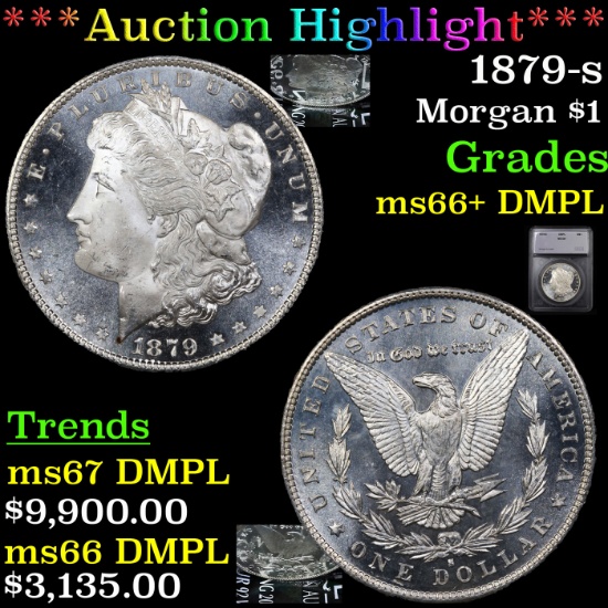 ***Auction Highlight*** 1879-s Morgan Dollar $1 Graded ms66+ DMPL By SEGS (fc)