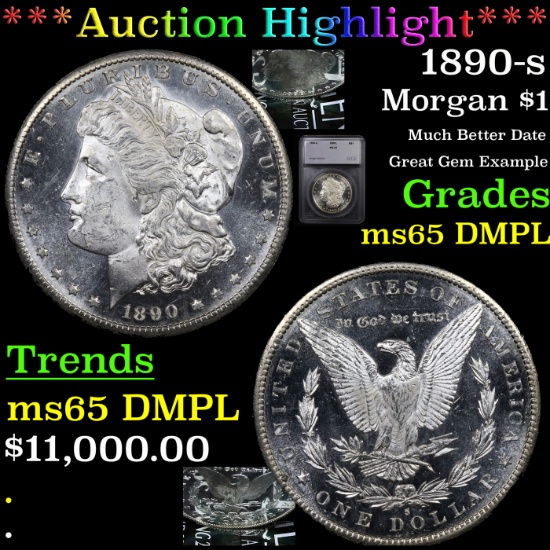 ***Auction Highlight*** 1890-s Morgan Dollar $1 Graded ms65 DMPL By SEGS (fc)