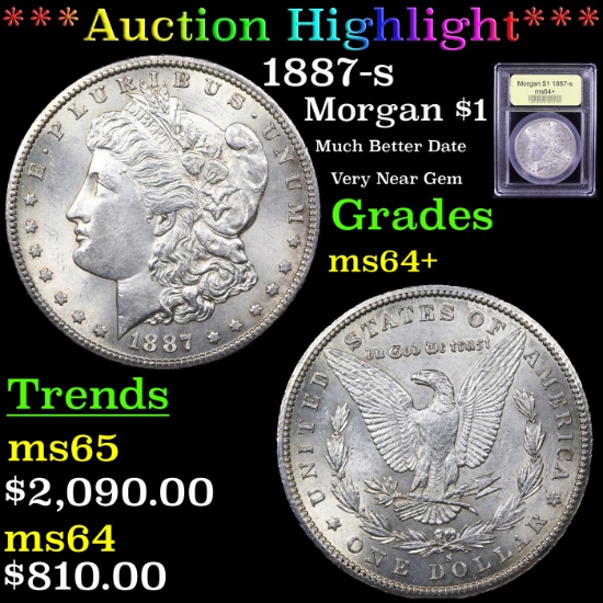 ***Auction Highlight*** 1887-s Morgan Dollar $1 Graded Choice+ Unc By USCG (fc)
