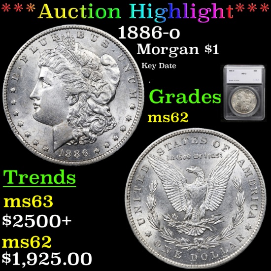 ***Auction Highlight*** 1886-o Morgan Dollar $1 Graded ms62 By SEGS (fc)