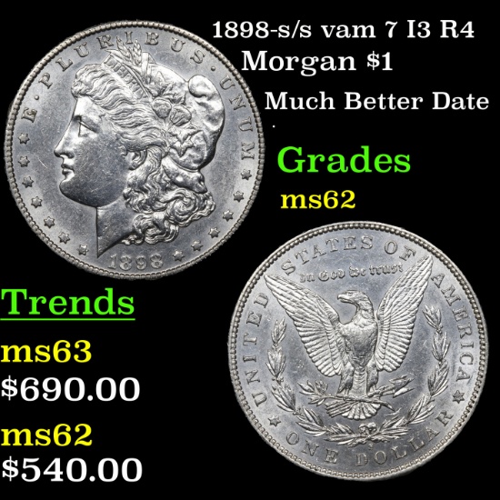1898-s /s vam 7 I3 R4 Morgan Dollar $1 Grades Select Unc