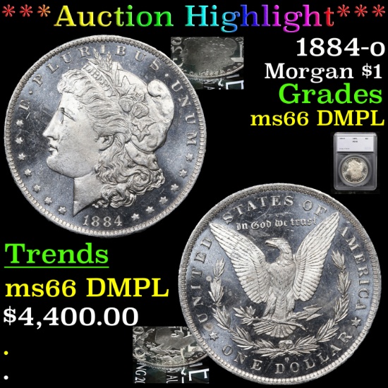 ***Auction Highlight*** 1884-o Morgan Dollar $1 Graded ms66 DMPL By SEGS (fc)