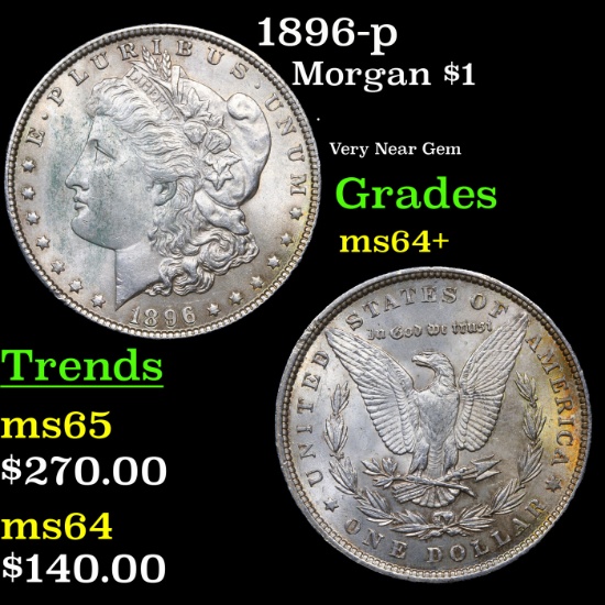 1896-p Morgan Dollar $1 Grades Choice+ Unc