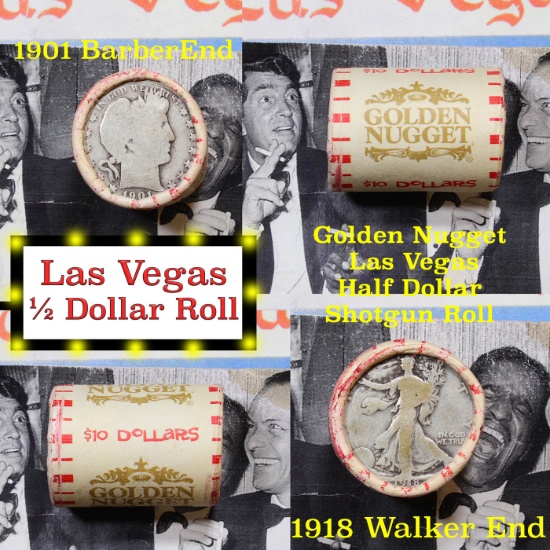 ***Auction Highlight*** Old Casino 50c Roll $10 Halves Las Vegas Casino Golden Nugget 1918 Walker &