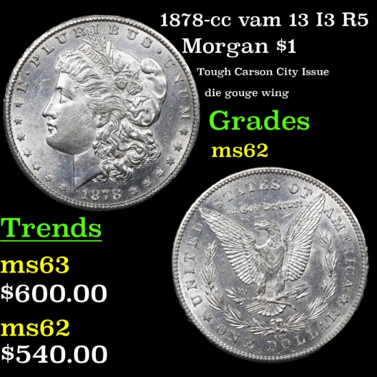 1878-cc vam 13 I3 R5 Morgan Dollar $1 Grades Select Unc