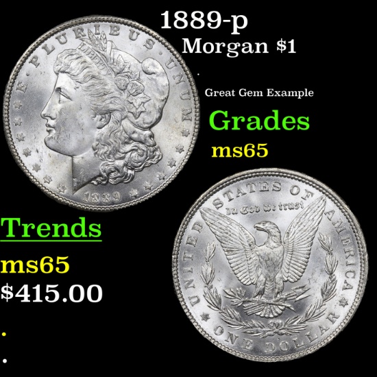 1889-p Morgan Dollar $1 Grades GEM Unc