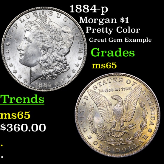 1884-p Morgan Dollar $1 Grades GEM Unc