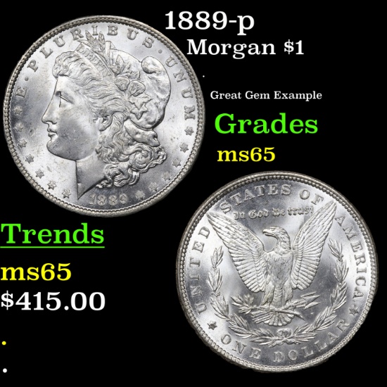 1889-p Morgan Dollar $1 Grades GEM Unc