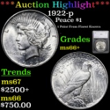 ***Auction Highlight*** 1922-p Peace Dollar $1 Graded ms66+ By SEGS (fc)