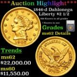 ***Auction Highlight*** 1846-d Dahlonega Gold Liberty Quarter Eagle $2 1/2 Graded ms62 Details By SE