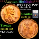 ***Auction Highlight*** 1954-s TOP POP! Lincoln Cent 1c Graded ms68 rd By SEGS (fc)