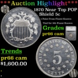 Proof ***Auction Highlight*** 1870 Near Top POP Shield Nickel 5c Graded pr66 cam By SEGS (fc)