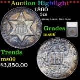 ***Auction Highlight*** 1860 Three Cent Silver 3cs Graded ms66 By SEGS (fc)