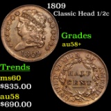 1809 Classic Head half cent 1/2c Grades Choice AU/BU Slider+