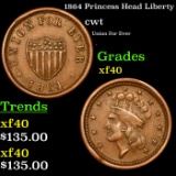 1864 Princess Head Liberty Civil War Token 1c Grades xf