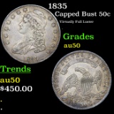 1835 Capped Bust Half Dollar 50c Grades AU, Almost Unc