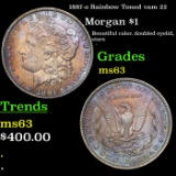 1887-o Rainbow Toned vam 22 Morgan Dollar $1 Grades Select Unc