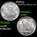 1939-p Walking Liberty Half Dollar 50c Grades GEM+ Unc