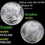 1923-p vam 1bw I3 R5 Peace Dollar $1 Grades Select+ Unc