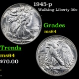 1945-p Walking Liberty Half Dollar 50c Grades Choice Unc