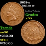 1908-s Indian Cent 1c Grades xf+