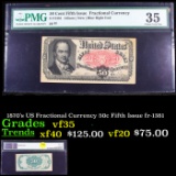 1870's US Fractional Currency 50c Fifth Issue fr-1381 Graded vf35 By PMG