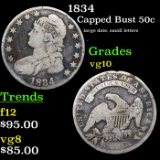 1834 Capped Bust Half Dollar 50c Grades vg+