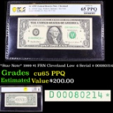 PCGS *Star Note* 1999 $1 FRN Cleveland Low 4 Serial # 00080214 Graded cu65 PPQ By PCGS