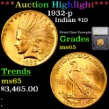 ***Auction Highlight*** 1932-p Gold Indian Eagle $10 Graded ms65 By SEGS (fc)