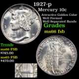 1927-p Mercury Dime 10c Grades GEM+ FSB