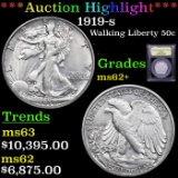 ***Auction Highlight*** 1919-s Walking Liberty Half Dollar 50c Graded Select Unc By USCG (fc)