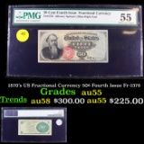 1870's US Fractional Currency 50¢ Fourth Issue Fr-1376 Graded au55 By PMG