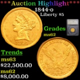 ***Auction Highlight*** 1844-o Gold Liberty Half Eagle $5 Graded ms62 By SEGS (fc)