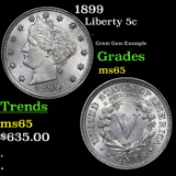 1899 Liberty Nickel 5c Grades GEM Unc