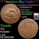 ***Auction Highlight*** 1786 NJ Maris 17.B Mint Error Colonial Cent 1c Graded vg10 By SEGS (fc)